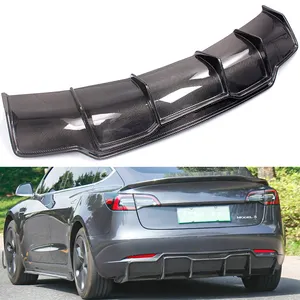 V Style Rear Bumper Carbon Fiber Model 3 Rear Diffuser Lip For Tesla 17-23 Model 3