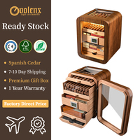 Humidor à cigares 110 places avec hygromètre numérique et contrôle de température et d'humidité, en bois de cèdre espagnol, armoire de rangement pour cigares