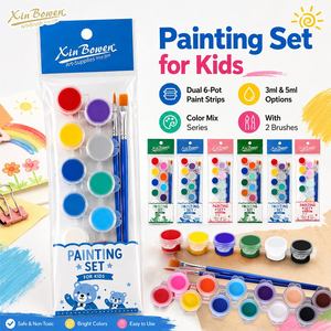 <span class=keywords><strong>Peinture</strong></span> <span class=keywords><strong>acrylique</strong></span> Xin Bowen pour débutants, 3 ml, 2 bandes de 12 couleurs par sachet, kit d'outils de <span class=keywords><strong>peinture</strong></span> pour enfants avec 2 pinceaux - Product Image 1