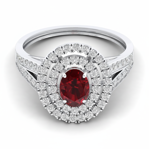 แหวนเงินสเตอร์ลิงประดับ925โกเมนพลอยเทียมธรรมชาติโกเมนมีค่าโกเมนและ Def- VVS Moissanite OEM - Product Image 1