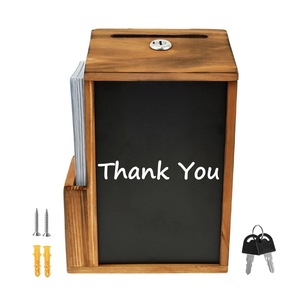 Wooden Voting Suggestion Box With Lock Blackboard Wall Mounted Donation Drop Box Multifunctional Storage For Business <b>Gift</b> - Product Image 1