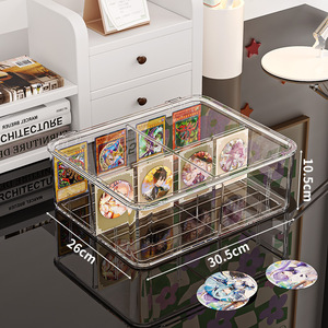 Boîte de rangement transparente en PET avec séparateurs pour les joueurs de TCG et les <span class=keywords><strong>Otaku</strong></span>. Organisateur empilable anti-poussière pour cartes à collectionner et badges - Product Image 2