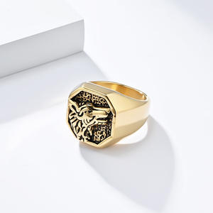 Men's <b>Wolf</b> Head Titanium Steel <b>Ring</b> Silver Gold Black Animal Jewelry Fashion Gift Hip Hop Punk Style - Product Image 3