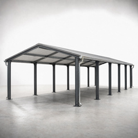 Abri de voiture à toit en pente avec gouttière, structure galvanisée, abri de garage métallique, auvent pour parking scolaire