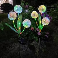 Lampes solaires à LED alimentées par batterie en forme de fleur de pissenlit Lampes de sol IP65 étanches CRI70 Contrôle par bouton Éclairage de jardin et de cour