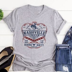 Nashville Rodeo Western Graphic Tee Shirt Summer Women's Vintage Print Shirts - Product Image 6