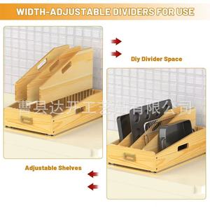 Organizador de gabinete de cocina de madera con bandeja extraíble para cubiertos, tapas de ollas y almacenamiento de tablas de cortar, forma rectangular - Product Image 4