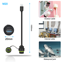 Conector de Extensión USB 3.0 Impermeable IP68 para Montaje Empotrado en Panel, Hembra a Macho, para Automóvil, Motocicleta, Náutica