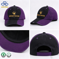 Cappellino da Baseball Bicolore Retrò Personalizzato di Alta Qualità con Logo Stampato, Nero e Viola, per Uso Quotidiano, Unisex, Basso MOQ