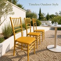 Chaise Chiavari en plastique doré économique, imitation bambou, pour événements, mariages, banquets et fêtes de jardin