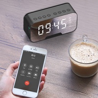 Horloge de Bureau Miroir avec Enceinte BT, Lumière LED Numérique, Radio FM, Réveil et Calendriers Électroniques 2023