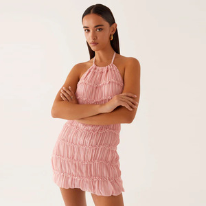 Phụ Nữ Của Quần Áo Phụ Nữ Thanh Lịch Tính Khí Dresses Hở-Trở Lại Pleated Vải Cá Nhân Sexy Ăn Mặc Thoáng Khí Ren-Up Hip Váy - Product Image 4