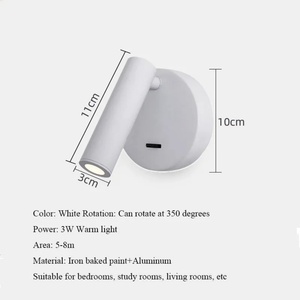 Indoor Bedside Headboard Reading <b>Light</b> Rotatable <b>Remote</b> <b>Control</b> Wall Lamp Shabbat with Window Hotel Bedroom - Product Image 1