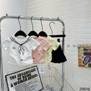 <span class=keywords><strong>T</strong></span>-<span class=keywords><strong>shirt</strong></span> pour filles en coton à manches courtes avec imprimé de dessin animé, hauts décontractés d'é<span class=keywords><strong>t</strong></span>é pour enfants, vente en gros de vêtements pour enfants - Product Image 4