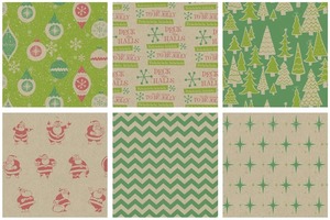 Papel de Regalo Personalizado de Doble Cara, Reciclable, Ecológico, con Diseño Navideño, en Rollo de Papel Kraft, con Patrones Verdes y Rojos - Product Image 2