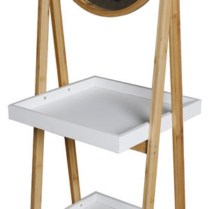 Estante de Almacenamiento de Bambú para Baño, Diseño de Escalera, Esquinero, de 3 Niveles, con Espejo - Product Image 4