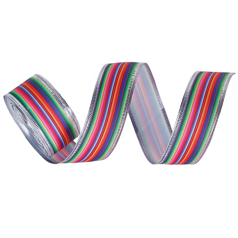 Fiesta Ribbon Mexican Serape Ribbon Rainbow Stripes Colorful Grosgrain Ribbon for DIY Wrapping, Fall Crafts Decoration