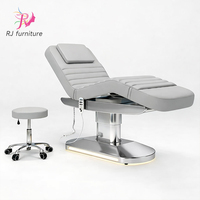 Lit de soin du visage de luxe moderne avec 3 moteurs, base en acier inoxydable, lit de massage de spa, table de traitement de beauté, mobilier de salon
