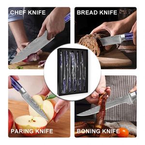 Premium Japanese Ultra <b>Sharp</b> Laser Damascus Pattern <b>Kitchen</b> <b>Knife</b> Accessories Stainless Steel Santoku Utility Slicing <b>Knives</b> Set - Product Image 5