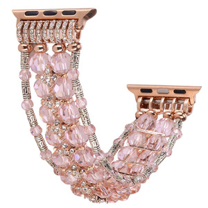 Huamj Rose <span class=keywords><strong>Bracelet</strong></span> de montre élastique, <span class=keywords><strong>Bracelet</strong></span> de montre, perles d'<span class=keywords><strong>or</strong></span>, perle de luxe pour filles, <span class=keywords><strong>Bracelet</strong></span> Rose pour <span class=keywords><strong>Apple</strong></span> - Product Image 2