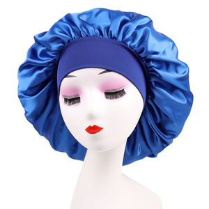 Grand <span class=keywords><strong>bonnet</strong></span> en satin pour femmes noires, <span class=keywords><strong>bonnet</strong></span> de nuit pour dormir - Product Image 6