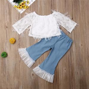 เสื้อผ้าเด็กขายส่งราคาพิเศษ ชุดเสื้อยืดสีขาวและกางเกงฮิปฮอปสไตล์ใหม่ - Product Image 1