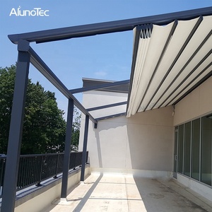 Toit rétractable en <span class=keywords><strong>aluminium</strong></span> imperméable, pergola pliante avec éclairage LED - Product Image 4