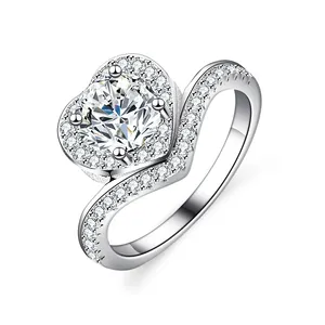 Personale personalizza D Color VVS anelli Moissanite 925 gioielli di fidanzamento con taglio rotondo in argento Sterling prezzi all'ingrosso