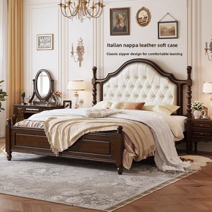 <span class=keywords><strong>Cama</strong></span> litera tapizada de estilo rústico americano vintage de caoba tamaño queen con almacenamiento, diseño <span class=keywords><strong>minimalista</strong></span> para dormitorio principal y uso doméstico - Product Image 3