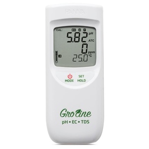 เครื่องวัดค่า PH/EC/TDS/อุณหภูมิแบบพกพา HANNA GroLine Hydroponics กันน้ำ พร้อมค่า TDS 0-300 กรัม/ลิตร และค่าการนำไฟฟ้า 0-100S/cm รุ่น HI9814 HI98 - Product Image 1