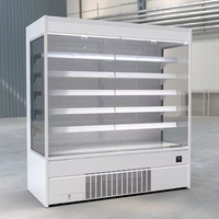 Vitrine réfrigérée multi-étages sans givre pour supermarché commercial avec rideau d'air et armoire ouverte