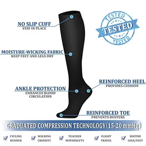Wholesale 15-20mmHg Graduated Compression <b>Socks</b> <b>Knee</b> <b>High</b> Sports Running Travel <b>Socks</b> for Men and Women - Product Image 5