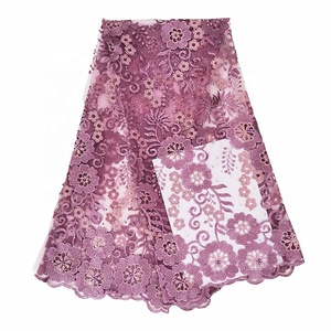 Vải Ren Thêu Châu Phi Chất Lượng Cao Giá Nhà Máy Bán Sỉ Đính Đá Lấp Lánh - Product Image 1