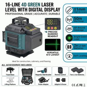 Niveau laser croisé 4D 16 lignes auto-nivelant, haute précision verticale et horizontale, laser vert numérique pour extérieur - Product Image 1