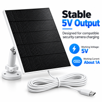 Panneau solaire ETFE 5W pour caméras de sécurité basse consommation, sortie Type-C 5V, câble de 2 m pour caméra de sécurité extérieure