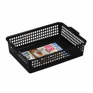 Cesto portaoggetti sottile Inomata 516 ventosa di colore nero - Product Image 1