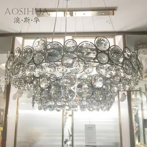 Modern Metal Glass Decorative Fixture Fancy Gold Lamps Hanging Ceiling K9 Crystal Chandelier Pendant Light