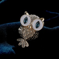 XILIANGFEIZI Soldes Exceptionnelles Broche Hibou Vintage Simple en Alliage Or 18K et Cristal Autrichien pour Femme Cadeau Mariage Fête