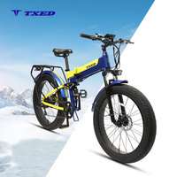 TXED Mini vélo électrique à gros pneus de 26 pouces, vélo électrique pliant à batterie au lithium de 500W pour femme
