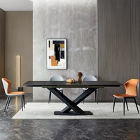 Ensemble de table à manger moderne extensible en pierre frittée avec 6 chaises, table à manger de luxe rétractable pour 6 personnes