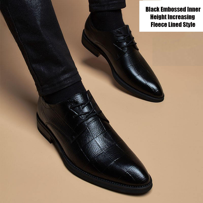 สีดำ ปั๊มนูน เพิ่มความสูงด้านใน บุผ้าฟลีซ