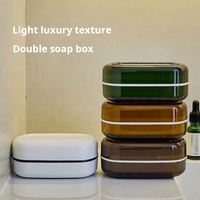Boîte à savon à 2 couches avec couvercle, support de voyage, étui durable, organisateur de salle de bain, accessoires de rangement
