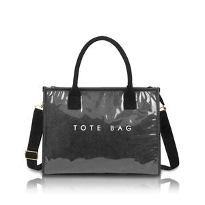 กระเป๋าถือสำหรับผู้หญิงลายกระดาษคราฟท์ทำจากพีวีซีกระเป๋าโท้ทกระเป๋าถือแบบมีซิปสายเส้นเดียวสำหรับเดินทางแบบทันสมัย - Product Image 2