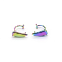 Bijoux de corps gothiques pour Halloween en acier inoxydable, clips de lèvre non-percants, clous de lèvre lisses en forme de crocs, fausses bagues