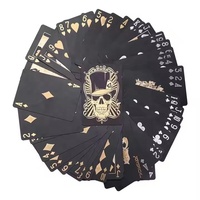 Cartes à jouer publicitaires en PVC noir imperméables, fabriquées en usine, avec logo personnalisé, écologiques, pour la famille, en double boîte