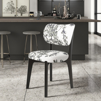 Chaise de salle à manger nordique en laine PU avec pieds en bois, dossier moderne et design simple pour la maison, le restaurant et l'hôtel