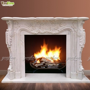 Cheminée en marbre de <span class=keywords><strong>pierre</strong></span> naturelle <span class=keywords><strong>blanche</strong></span> européenne de taille standard pour la maison - Product Image 1