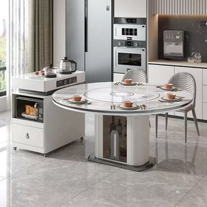 Mesa de Comedor Redonda Moderna y Minimalista con Placa de Inducción y Juego de Té para Uso en Isla de Cocina - Product Image 2
