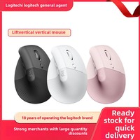 Logitech Lift RGB Mouse nirkabel ergonomis, Mouse komputer layar silang nirkabel vertikal, Mouse Gaming Bluetooth untuk laptop