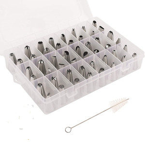 Bộ 48 Đầu Ống Trang Trí Bánh Kem Bằng Thép Không Gỉ Bộ Đầu Phun Kem Có Ngăn Xếp Bằng Nhựa Để Đựng - Product Image 1